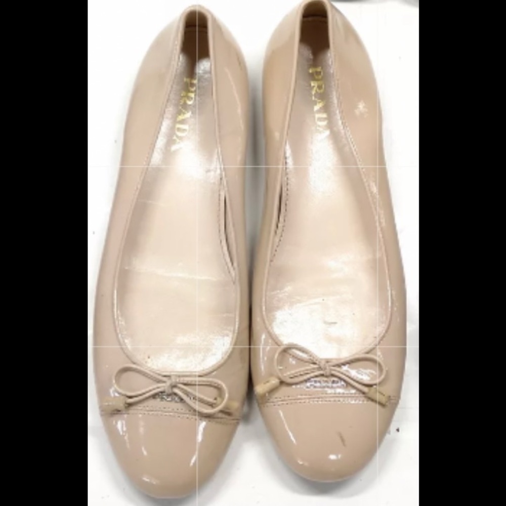🩰 - 👠 🔥 PRADA Unique Beige patent leather ballerina‎ 37 bow tie - Picture 4 of 13